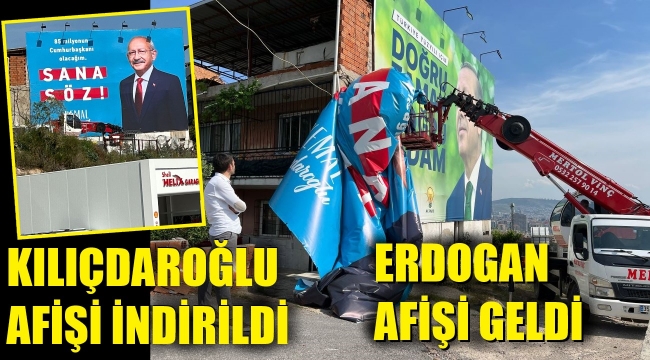 Korsan asılan Kılıçdaroğlu afişi indirildi
