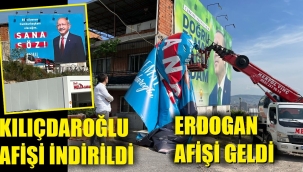 Korsan asılan Kılıçdaroğlu afişi indirildi