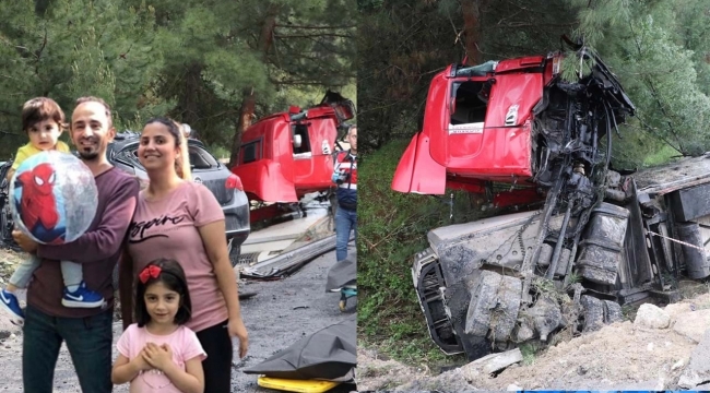 TIR yoldan çıktı: Anne-baba ve 2 çocuğu öldü