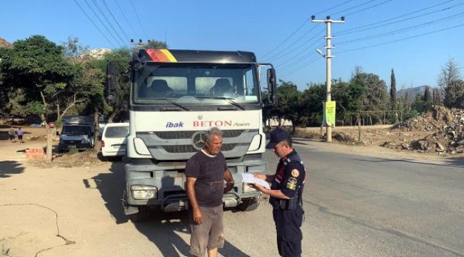 Bodrum'da hafriyat kamyonu ve beton mikserlerine ceza yağdı