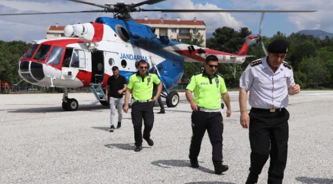Denizli'de helikopterle yapılan denetimde kural ihlali yapan sürücülere ceza yağdı