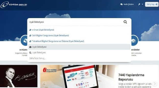 Uşak Belediyesi artık e-Devlet'te