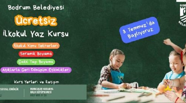 Bodrum Belediyesi'nden çocuklar için ücretsiz kurs