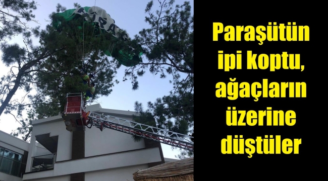 Deniz paraşütünün ipi kopunca ağaca düştüler