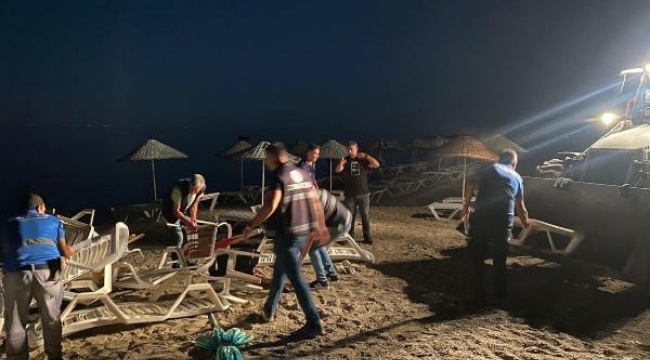 Edremit'te zabıtadan plajda operasyon