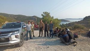 Foça'da, ormanda 62 kaçak göçmen yakalandı