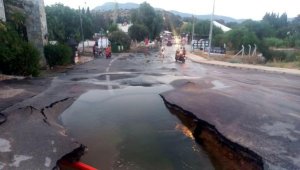 Bodrum'da su isale hattı böyle patladı