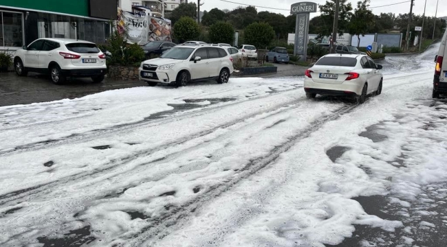 Bodrum'da yol aniden köpürdü!