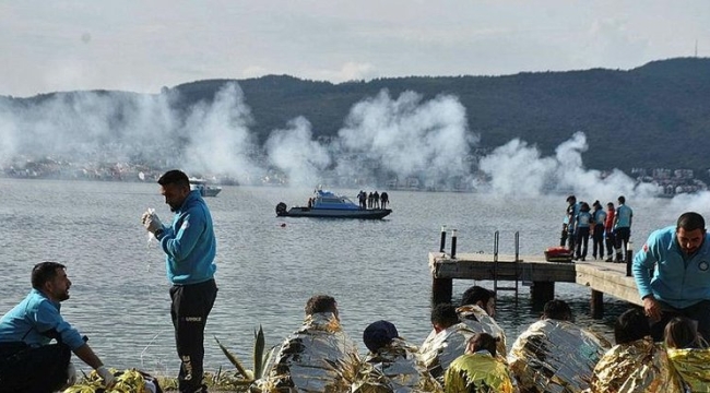 Urla açıklarında hareketli anlar: 90 personel katıldı