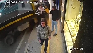 İzmir'de kamyonet yayalara çarpıp iş yerine daldı