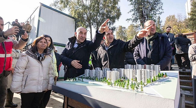 İzmir'deki dar gelirli aileler için yapılan toplu konut projesi hızla yükseliyor