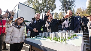 İzmir'deki dar gelirli aileler için yapılan toplu konut projesi hızla yükseliyor