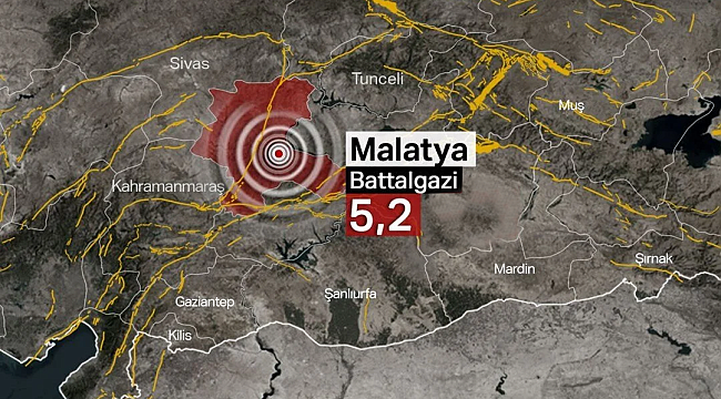 Malatya'da 5,2 büyüklüğünde deprem!