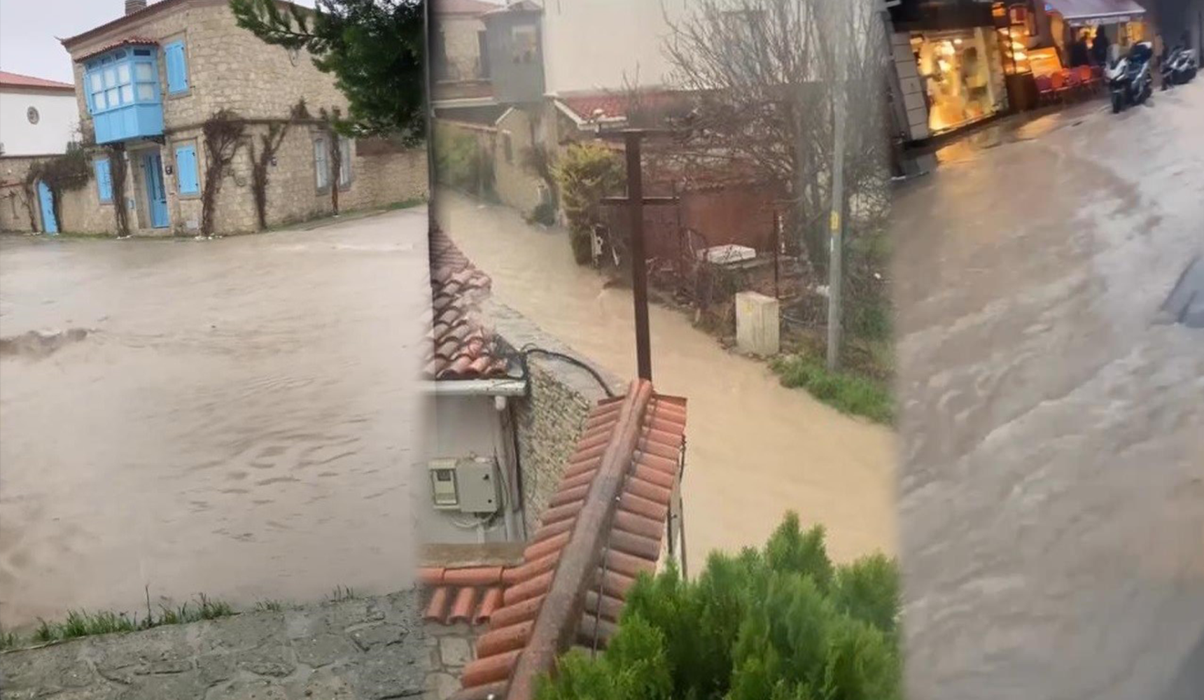 Çeşme'de sağanak yağış etkisini gösterdi 