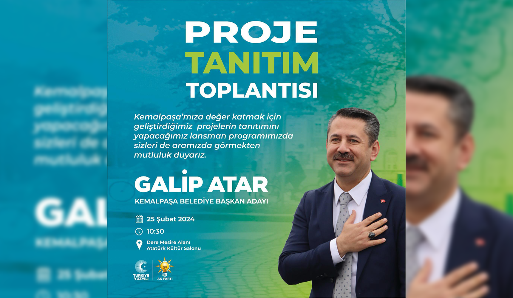 Kemalpaşa Adayı Galip Atar, projelerini kamuoyuyla paylaşacak