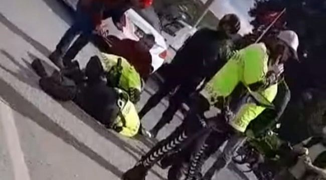 Çevirme yapan trafik polisine motosikletle çarpıp, kaçtı