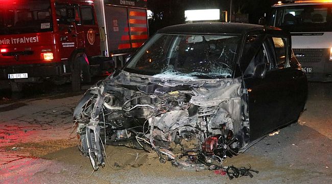 İzmir'de refüje çarpan otomobil taklalar attı: 1 ölü