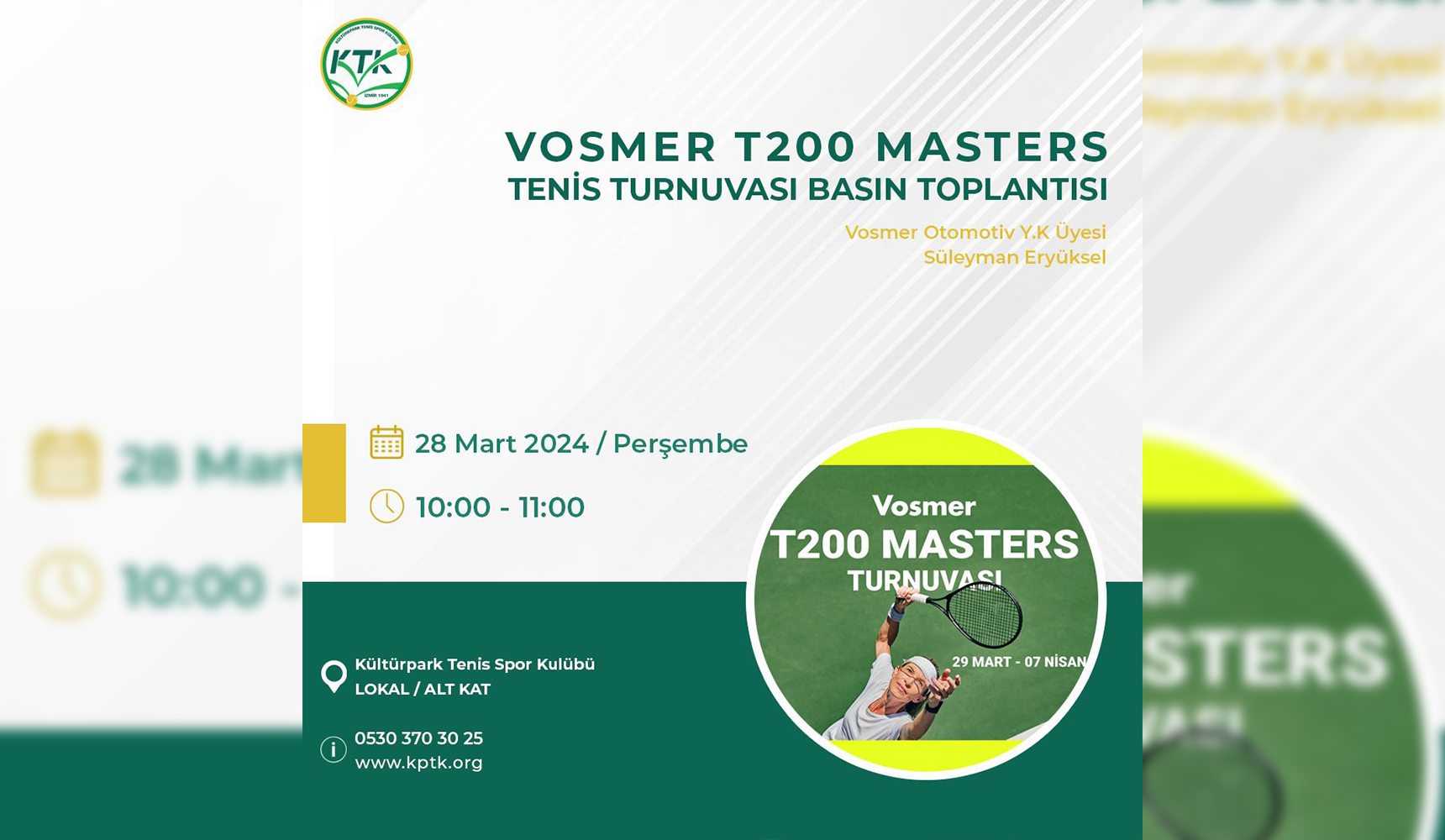 İzmir'de Vosmer Tenis Turnuvası başlıyor