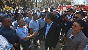 Özgür Özel, Selçuk'ta yangın alanında incelemede bulundu