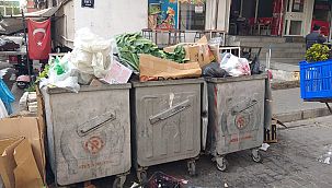 Bayraklı'da çöpler sokaklarda birikti