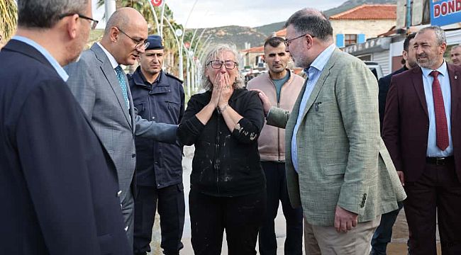Başkan Saygılı, Foça'da selden etkilenenlere devletin yardımlara başladığını duyurdu