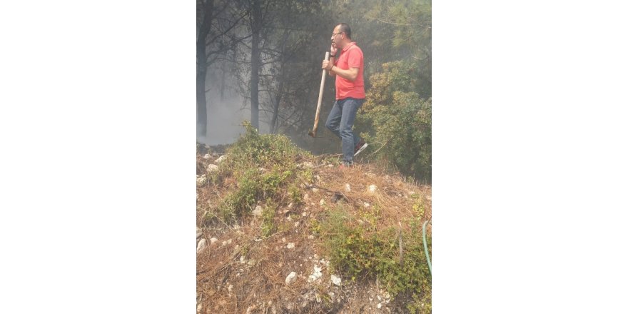 İzmir Urla'daki yangına belediye başkanı da müdahale etti