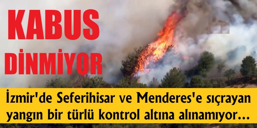 İzmir'de Seferihisar ve Menderes'e sıçrayan orman yangını köyleri tehdit ediyor