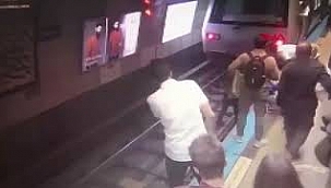 Metro vagonunun önüne böyle atladı!