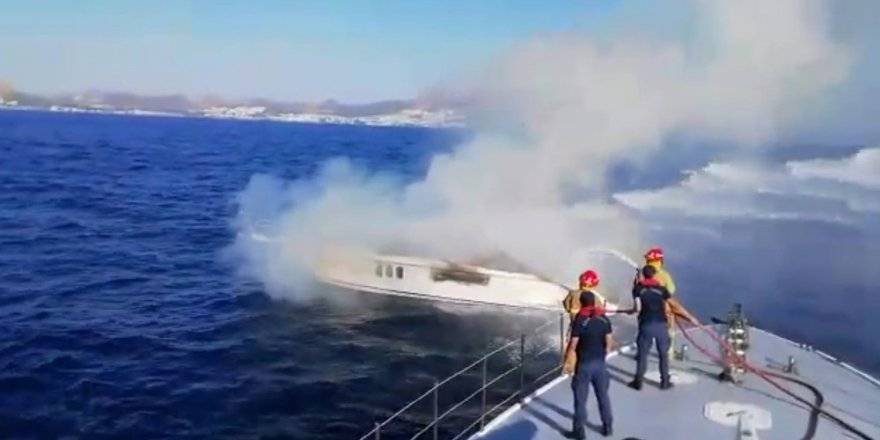 Açık denizde motor yat bir anda alev topu sardı!